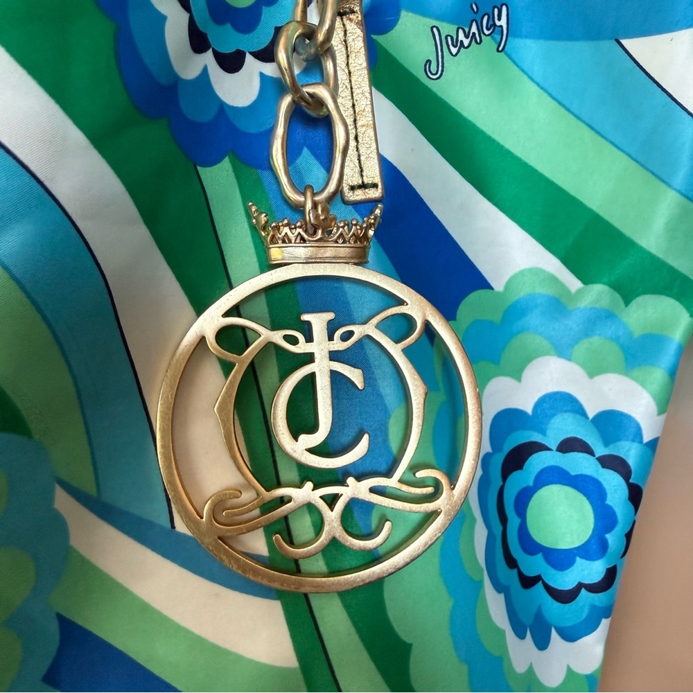 ππ©΅π Vintage G&P Juicy Couture large Gold bag charm tote bag purse blue green - Picture 1 of 15
